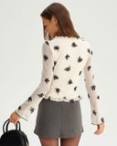 Kayısı Çiçekli Tek Sıralı Hırka