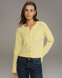 Sarı Yuvarlak Yaka Örgü Hırka