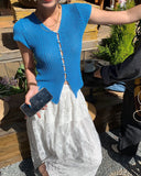 Mavi V Yaka Örgü Hırka