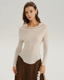 Kayısı Kapüşonlu Yaka Örgü Tişört