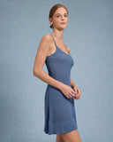 Sueña™ Mavi U Yaka Tığ İşi Mini Elbise