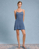 Sueña™ Mavi U Yaka Tığ İşi Mini Elbise