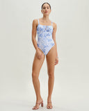 Sueña™ Beyaz Çiçekli Büzgülü Tek Parça Mayo