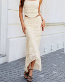 Kayısı Rengi Lastikli Bel Yüksek-Alçak Denizkızı Etek