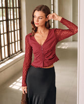 Kırmızı V Yaka Düğmeli Hırka