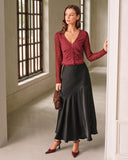 Kırmızı V Yaka Düğmeli Hırka