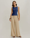 Mavi Tekne Yakalı Ribanalı Örgü Atlet