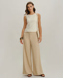 Bej Tekne Yakalı Ribanalı Örgü Atlet