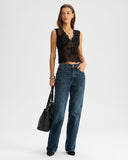 Siyah Dantel V Yakalı Atlet