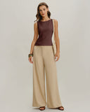 Kahve Tekne Yakalı Ribanalı Örgü Atlet