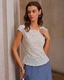 Bej Dokulu Şeffaf Tişört