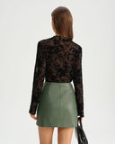 Siyah Çiçekli Şeffaf Tişört