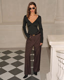 Siyah Büzgülü İnce Örgü Tişört