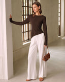 Kahverengi Yuvarlak Yaka Örgü Tişört