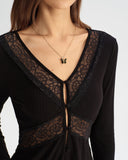 Siyah Şeffaf V Yaka Tişört