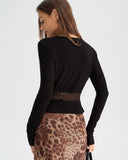 Siyah Şeffaf V Yaka Tişört