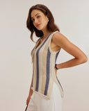 Sueña™ Mavi Çizgili V Yakalı Atlet