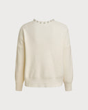 Bej Tek Düğmeli Bol Örgü Hırka