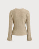 Haki V Yaka Düğmeli Örgü Hırka