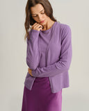 Mor Ribanalı Örgü Hırka