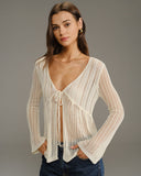 Bej V Yaka Çan Kollu Hırka