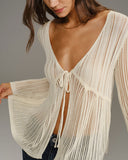 Bej V Yaka Çan Kollu Hırka