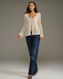 Bej V Yaka Çan Kollu Hırka