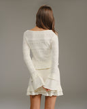 Bej Volanlı Çan Kollu Tişört