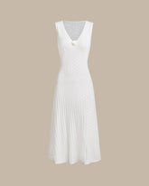 Sueña™ Bej Kolsuz Pileli Midi Elbise