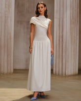 Bej Dantelli Kap Kol Maxi Elbise