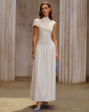 Bej Dantelli Kap Kol Maxi Elbise