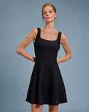 Sueña™ Siyah Kare Yaka A Kesim Mini Elbise