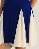 Lacivert Kontrast A Kesim Mini Elbise