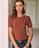 Kırmızı Kabarık Kollu Örgü Hırka