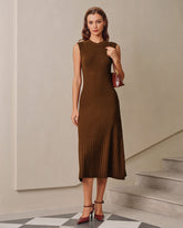 Kahverengi A Kesim Kolsuz Kazak Elbise