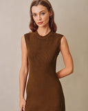 Kahverengi A Kesim Kolsuz Kazak Elbise