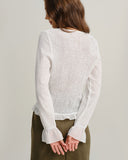 Beyaz V Yakalı Volanlı Şair Kollu Hırka