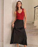 Kırmızı V Yaka Örgü Atlet