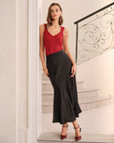 Kırmızı V Yaka Örgü Atlet