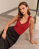 Kırmızı V Yaka Örgü Atlet