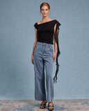 Sueña™ Siyah Ruffle Asimetrik Tişört