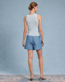 Sueña™ Mavi V Yaka Düğmeli Örgü Atlet