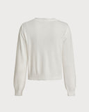 Beyaz V Yaka Düğmeli Hırka