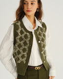 Yeşil Ekose Tek Sıra Yelek