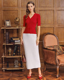 Kırmızı Örgü Yarım Kollu Hırka