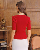 Kırmızı Örgü Yarım Kollu Hırka