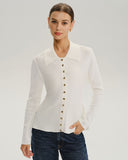 Beyaz Düğmeli Örgü Hırka