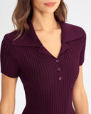 Şarap Kırmızısı Vücuda Oturan Yüksek Esnek Kazak Elbise