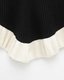 Siyah Kontrast Yuvarlak Yaka Tişört