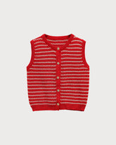 Kırmızı Çizgili Düğmeli Yelek